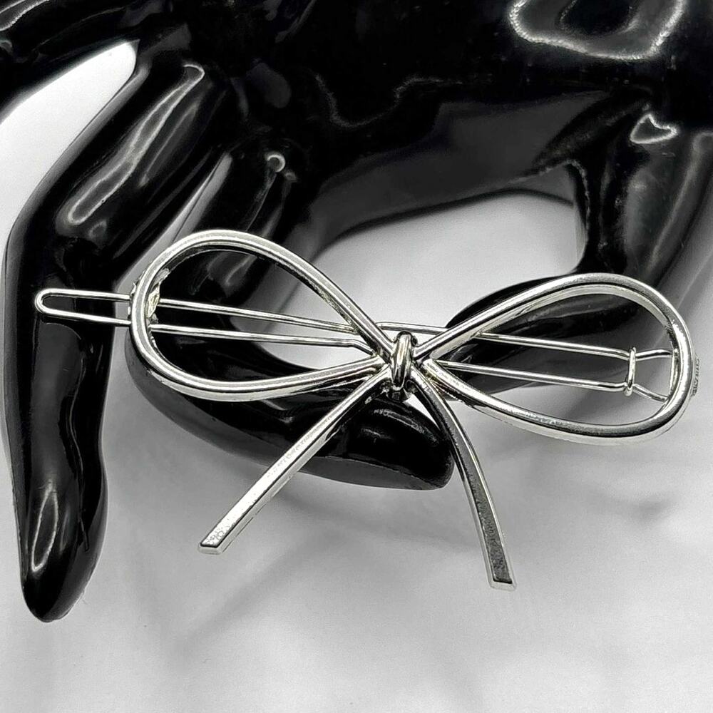 Silver Bow Hair Clip